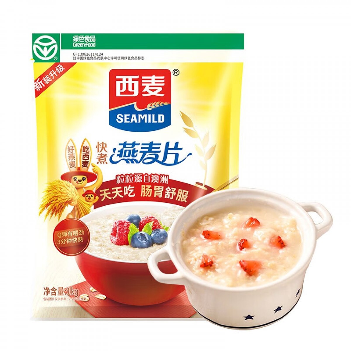 西麦超值快熟快煮燕麦片1000g 即食冲饮谷物营养早餐无额外添加蔗糖 单位：包