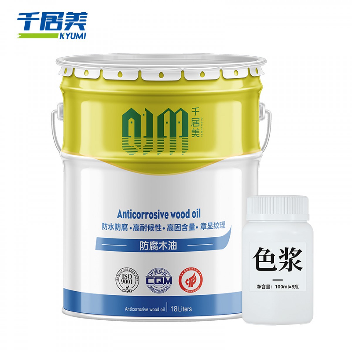 千居美 防腐木油 清漆桐油木油漆户外耐候木蜡油实木油漆涂料18L 北欧红 单位：桶