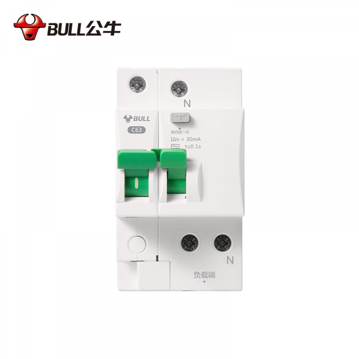 公牛(BULL) 空气开关 1P+N漏电保护断路器 双进双出16A带漏保家用电源空开 LBE3-63E/16A-1PN 单位：个