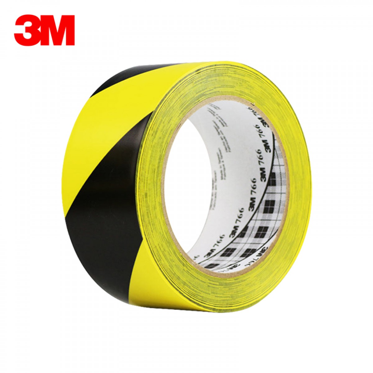 3M 766 黑黄标识胶带划线警示5s管理地板车间工厂耐磨防水无残胶不易掉色50mm宽 单位：卷