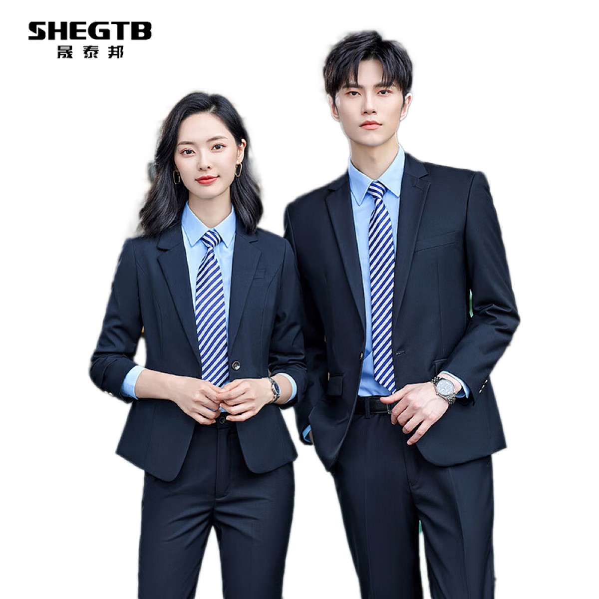 晟泰邦 西服新款男女休闲西装职业正装衣服双扣 定制款男女可选（西服上衣+裤子 衬衫短袖+长袖）S-XL可选 下单备注 单位：套