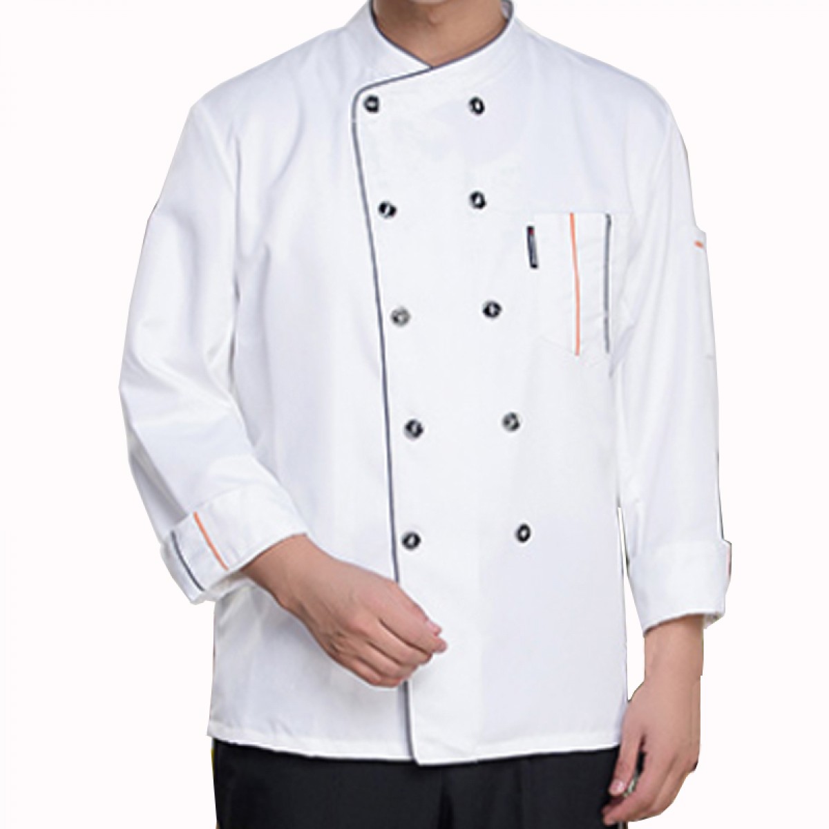 晟泰邦 厨师服长袖秋冬装厨师长工作制服后厨厨房中式饭店 白/红/黑色可选（M-4XL码可选 下单备注）单位：套