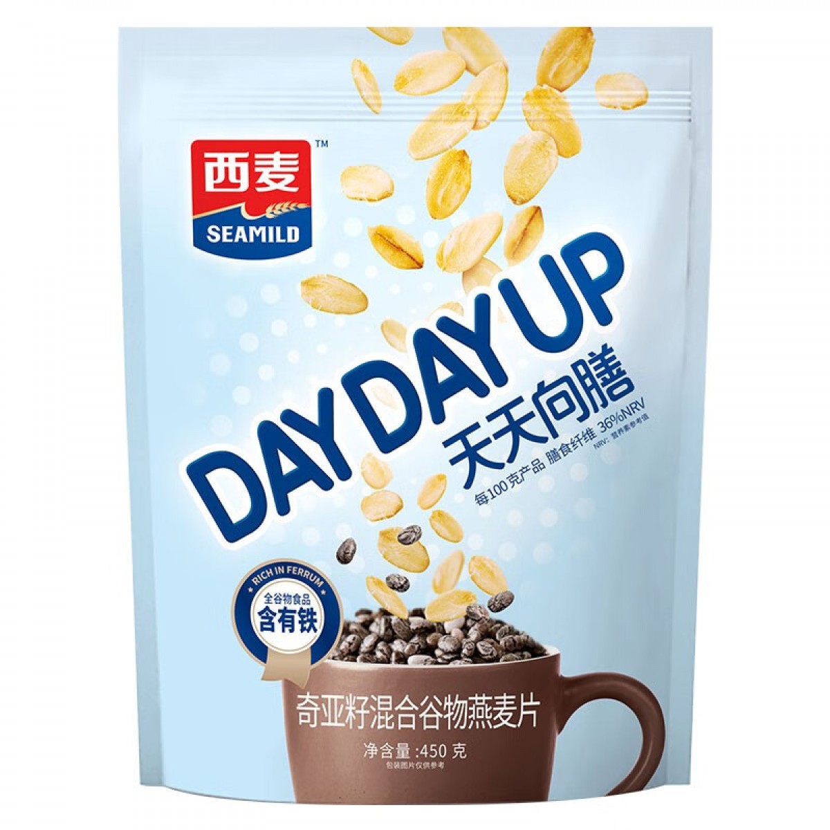 西麦奇亚籽混合谷物燕麦片450g 即食代餐营养早餐牛奶好搭档膳食纤维 单位：袋