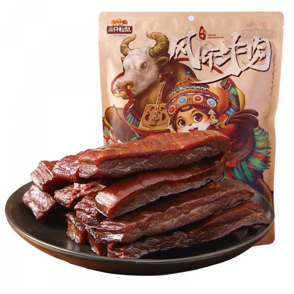 三只松鼠 风干牛肉 手撕牛肉干休闲零食小吃肉干肉脯内蒙量贩装散称约1斤  单位：袋