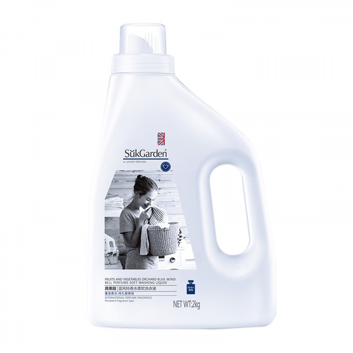蔬果园 蓝风铃香水洗衣液2kg 机洗专用香味持久留香洁净增香型家庭套装 单位：桶