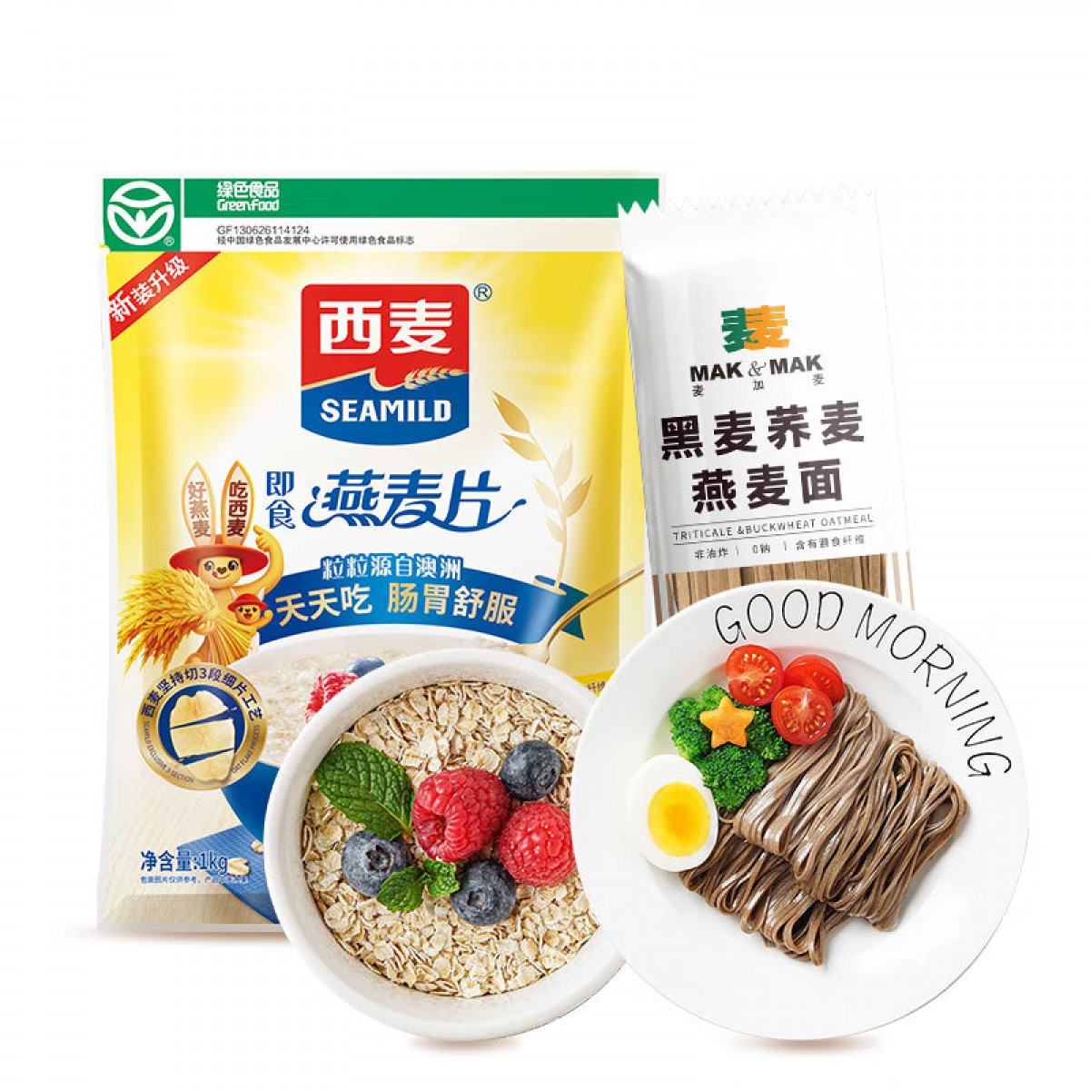 西麦即食燕麦片黑麦荞麦燕麦面条健身搭档1400g 单位：组