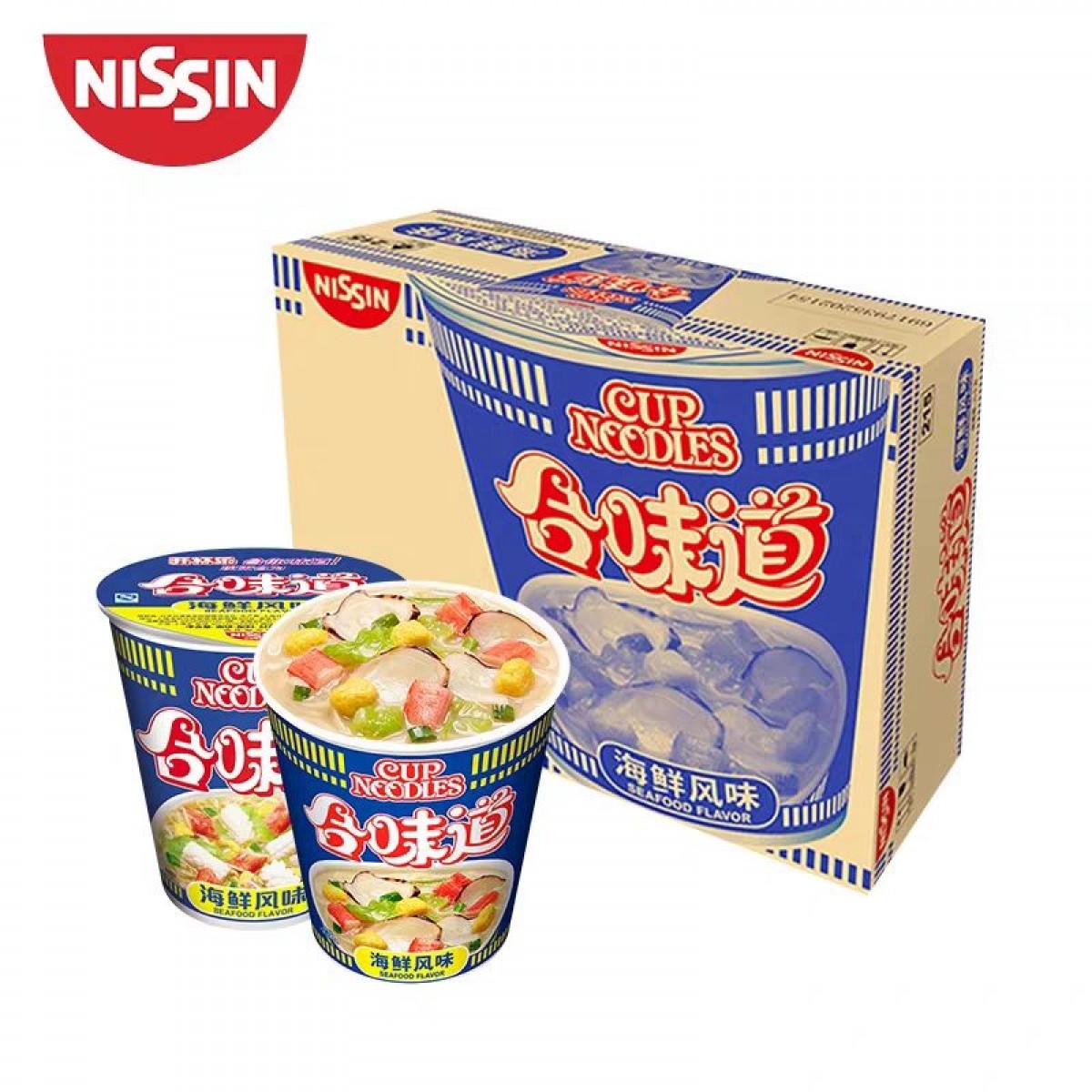日清 方便面合味道海鲜风味代餐零食夜宵泡面76g*12杯整箱装 单位：箱