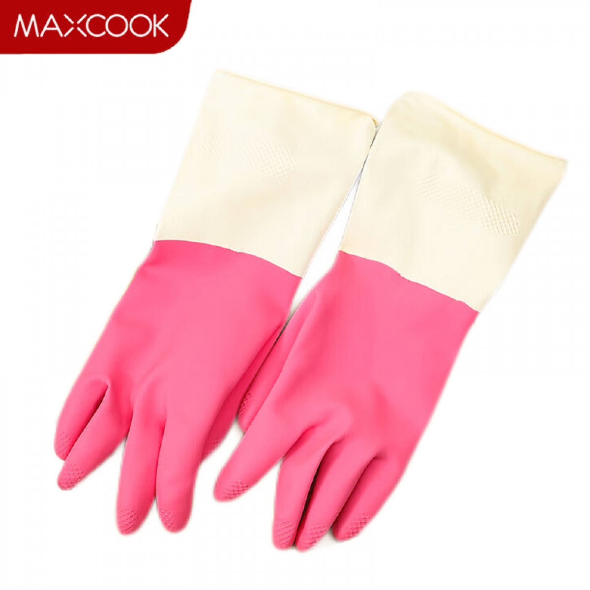 美厨（maxcook）厨房手套隔热防烫手套橡胶手套防水手套 粉绿颜色随机MCPJ8756 单位：双