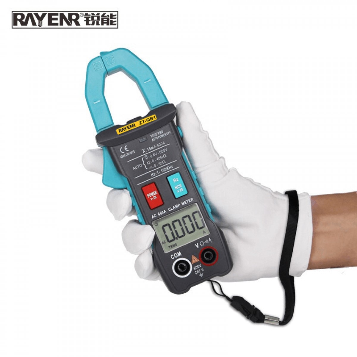 锐能 RAYENR钳形万用表 ZT-QB1多功能防烧钳型电流表600A 电工钳流表 610004 单位：个
