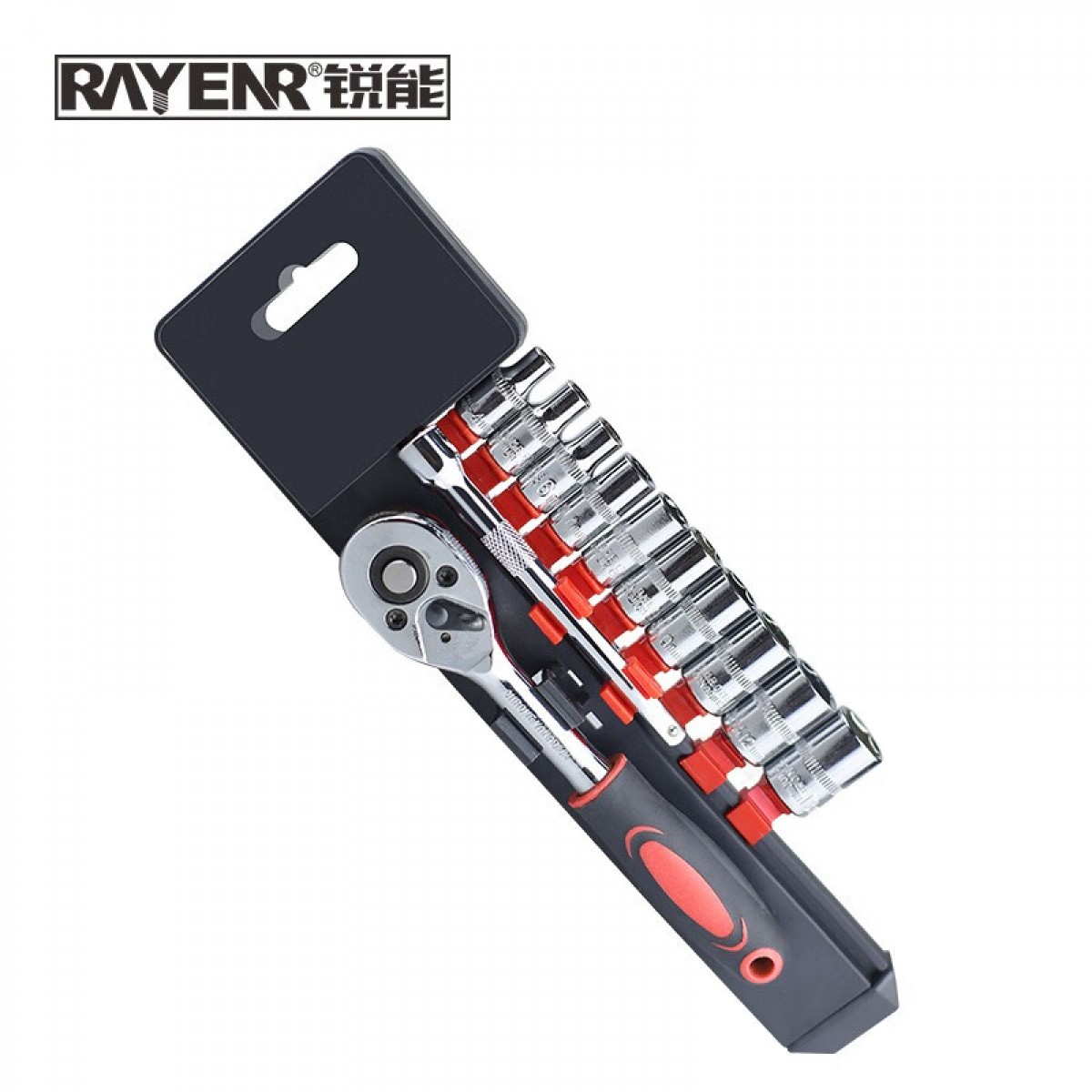 锐能 （RAYENR）1/4棘轮套筒扳手12件套装6.3mm棘轮扳手外六角扳手机修工具 汽修组套4-13mm应急常备 NR9103 单位：套
