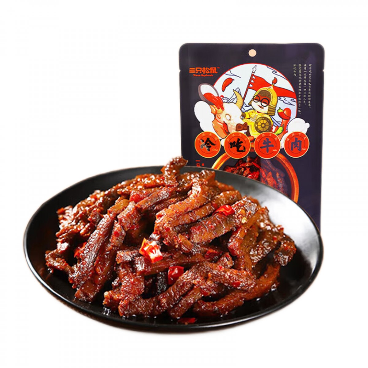 三只松鼠 冷吃牛肉80g 麻辣味休闲零食肉干肉脯四川巴蜀风味手撕牛肉  单位：袋