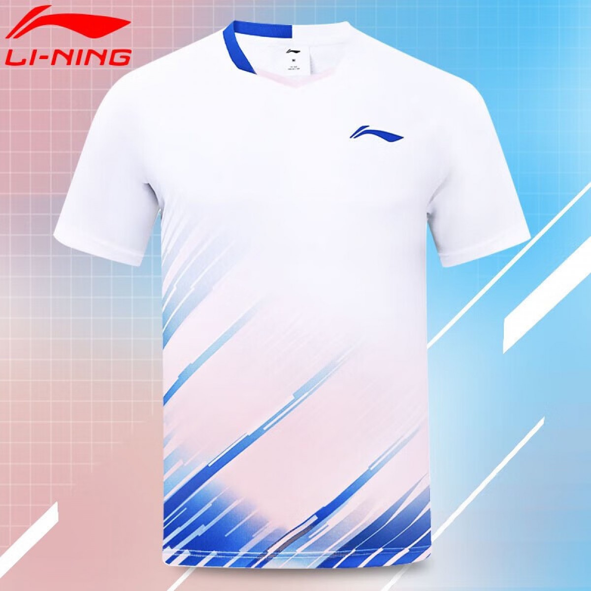 李宁（LI-NING）新款李宁羽毛球服速干团购印制队服专业运动比赛服 男套装-AAYT601-1-白（M-3XL可选 下单备注）单位：件