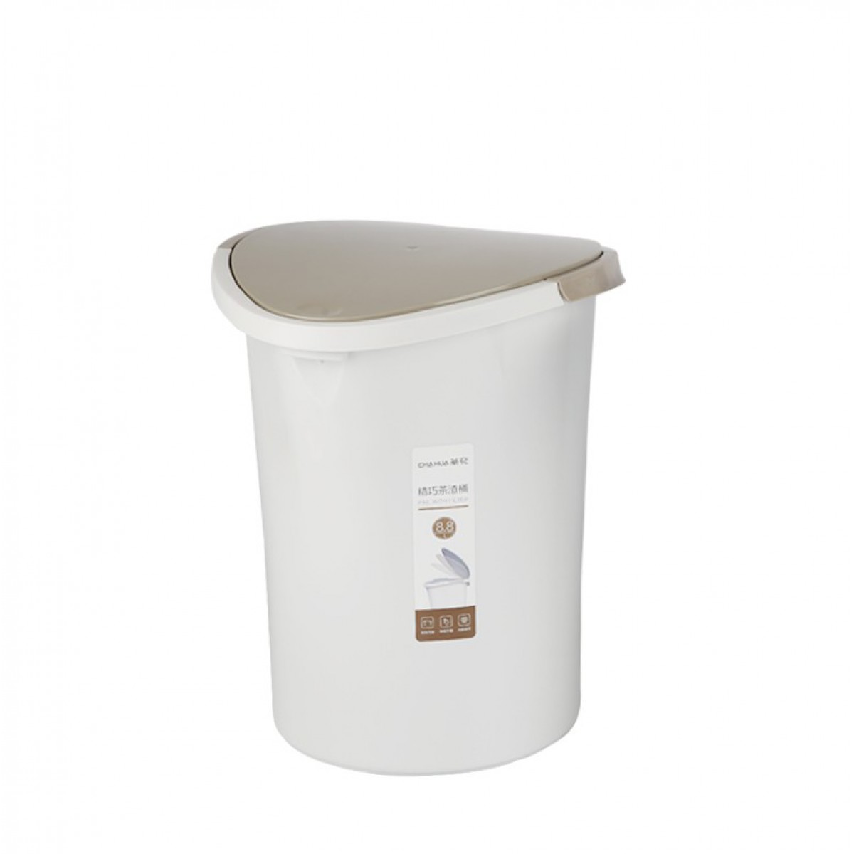 茶花 1521 茶渣桶垃圾桶带盖家用按压式茶水分离清洁收纳塑料卫生筒8.8L 单位：个