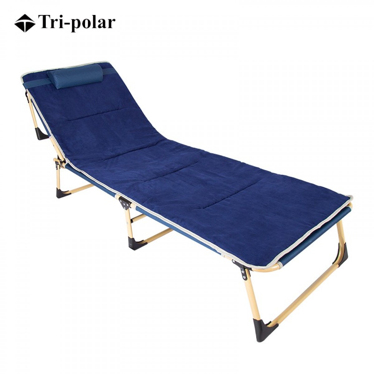 三极户外（Tri-polar）折叠床躺椅办公室午睡午休简易单人陪护床便携床TP1022 藏青+棉垫 193*68CM