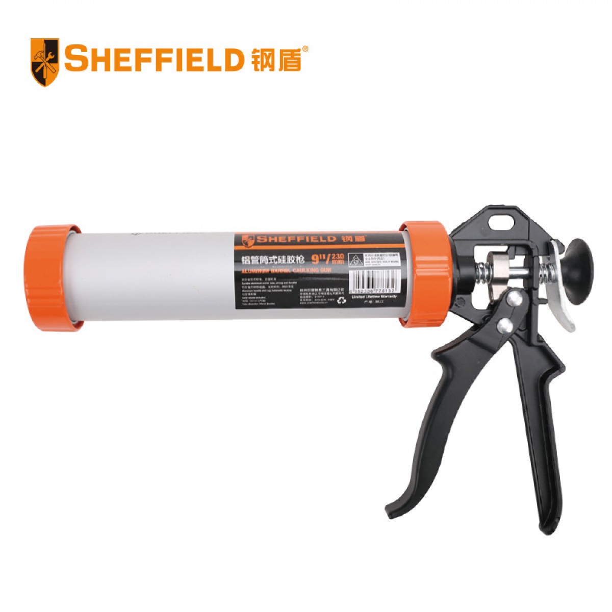 钢盾  SHEFFIELD S052014 铝管筒式硅胶枪防水胶防霉玻璃胶 压胶枪 密封胶枪 15英寸