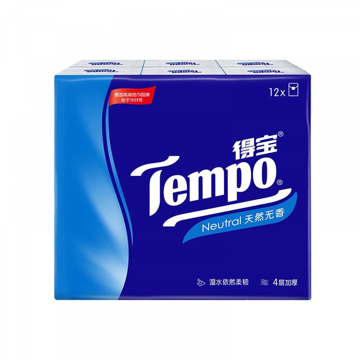 得宝(Tempo) 手帕纸 迷你4层加厚小包纸巾 7张*12包 天然无香 单位：提