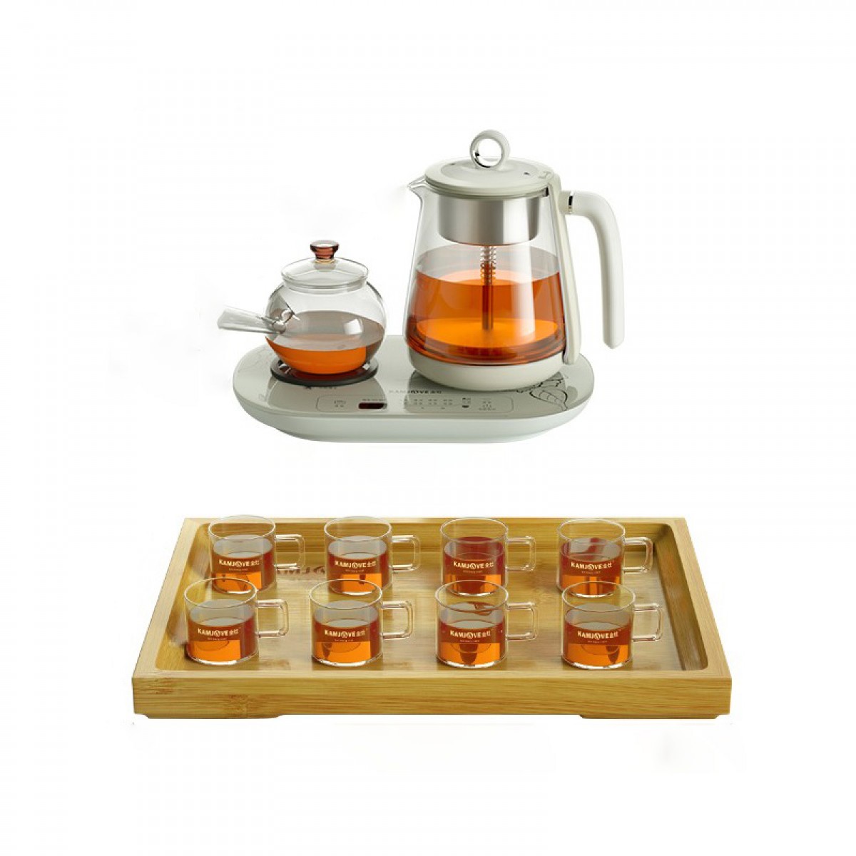 金灶（KAMJ VE） 煮茶壶养生壶茶盘茶杯茶具套装耐热玻璃煮茶器喷淋式蒸茶壶电热水壶保温恒温烧水壶 HT-858茶艺套装 单位：套