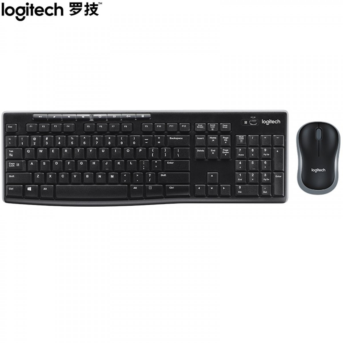 罗技（Logitech） MK270 无线键鼠套装 商务办公键鼠套装 全尺寸 带无线2.4G接收器 黑色