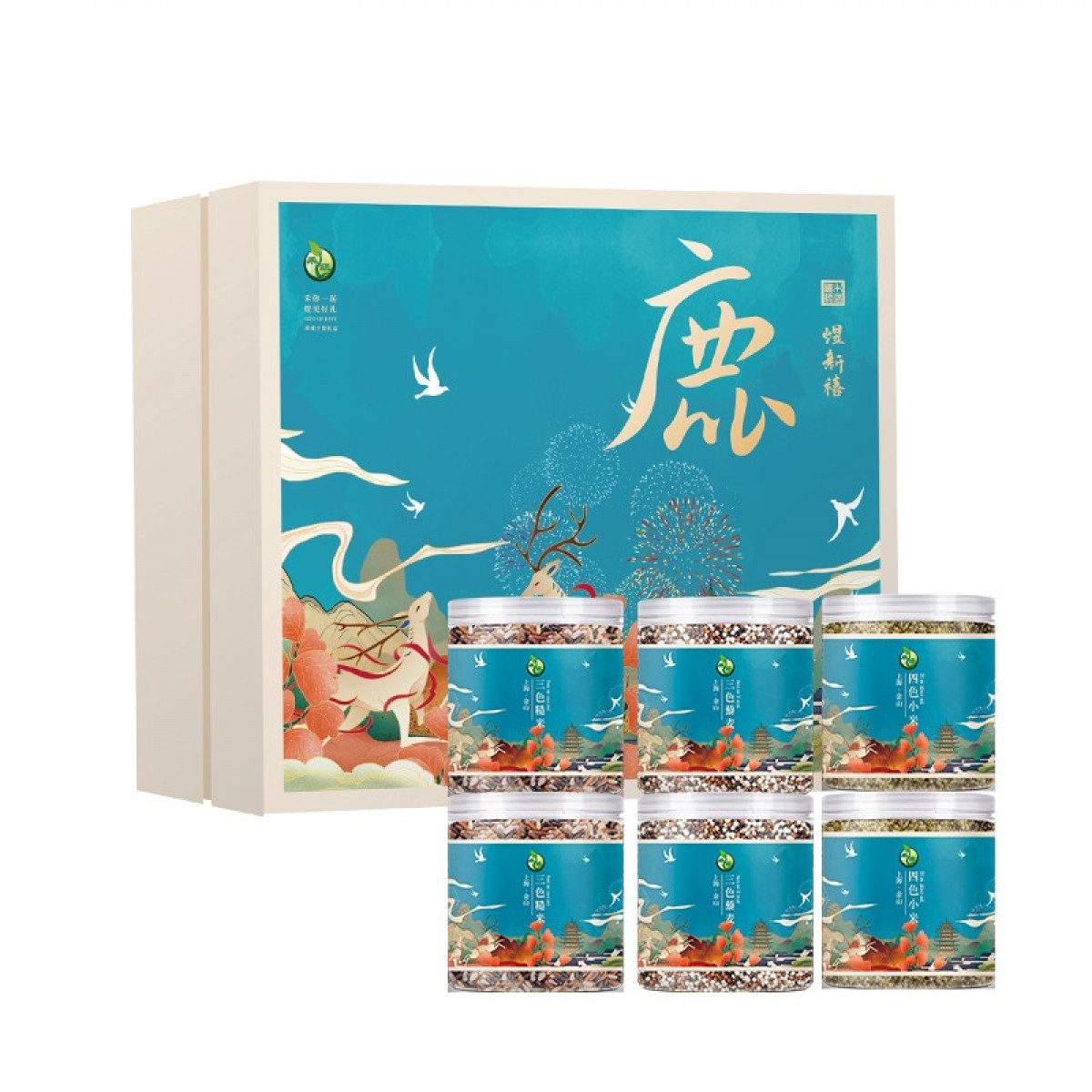 禾煜（HEYU） 南北干货礼盒 菌菇特产礼盒 香菇 木耳 五谷杂粮礼盒公司团购定制年货春节送礼 煜新禧-鹿-杂粮礼盒1800g