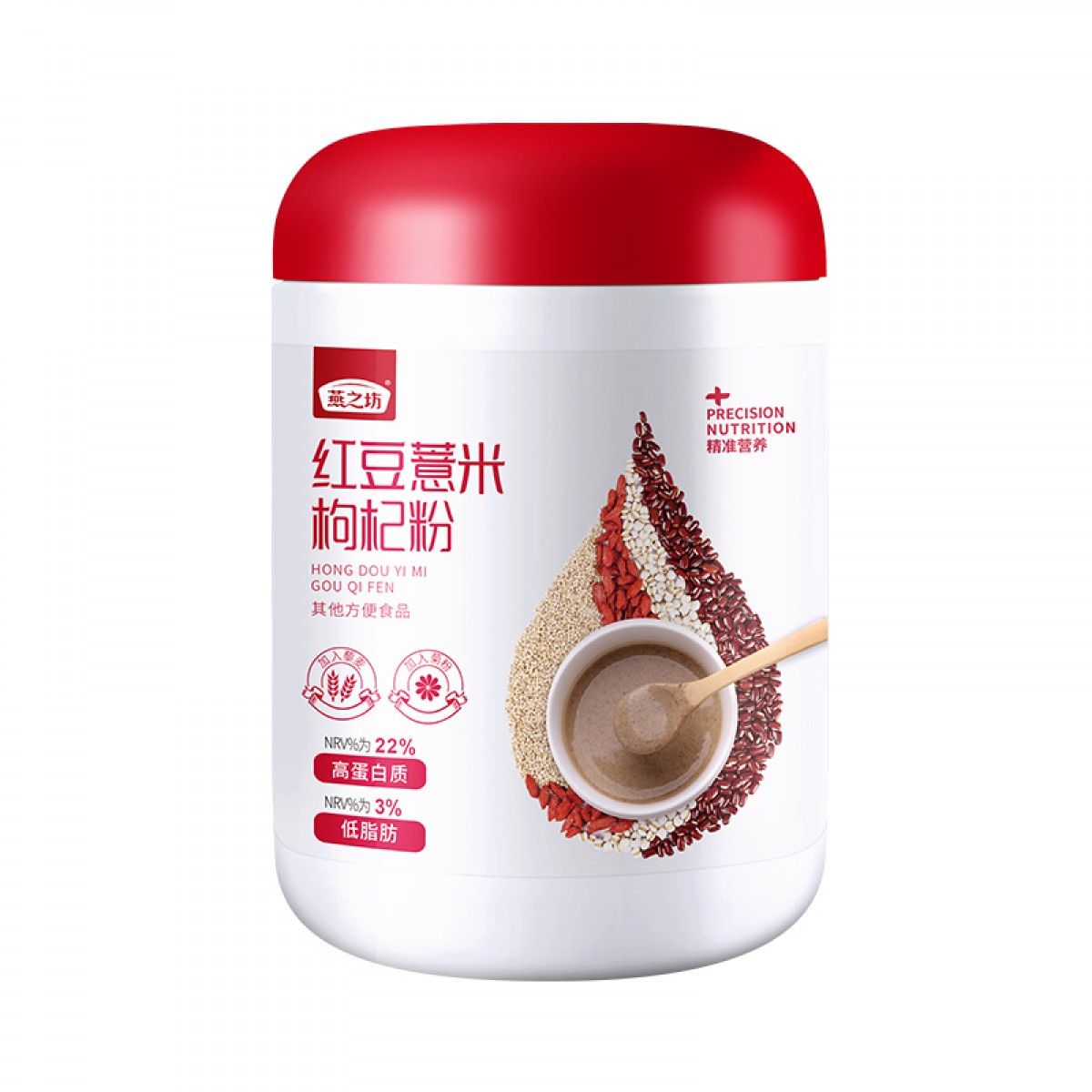 燕之坊 红豆薏米枸杞粉红小豆赤小豆薏米薏仁代餐粉粉500g/罐 3罐起订