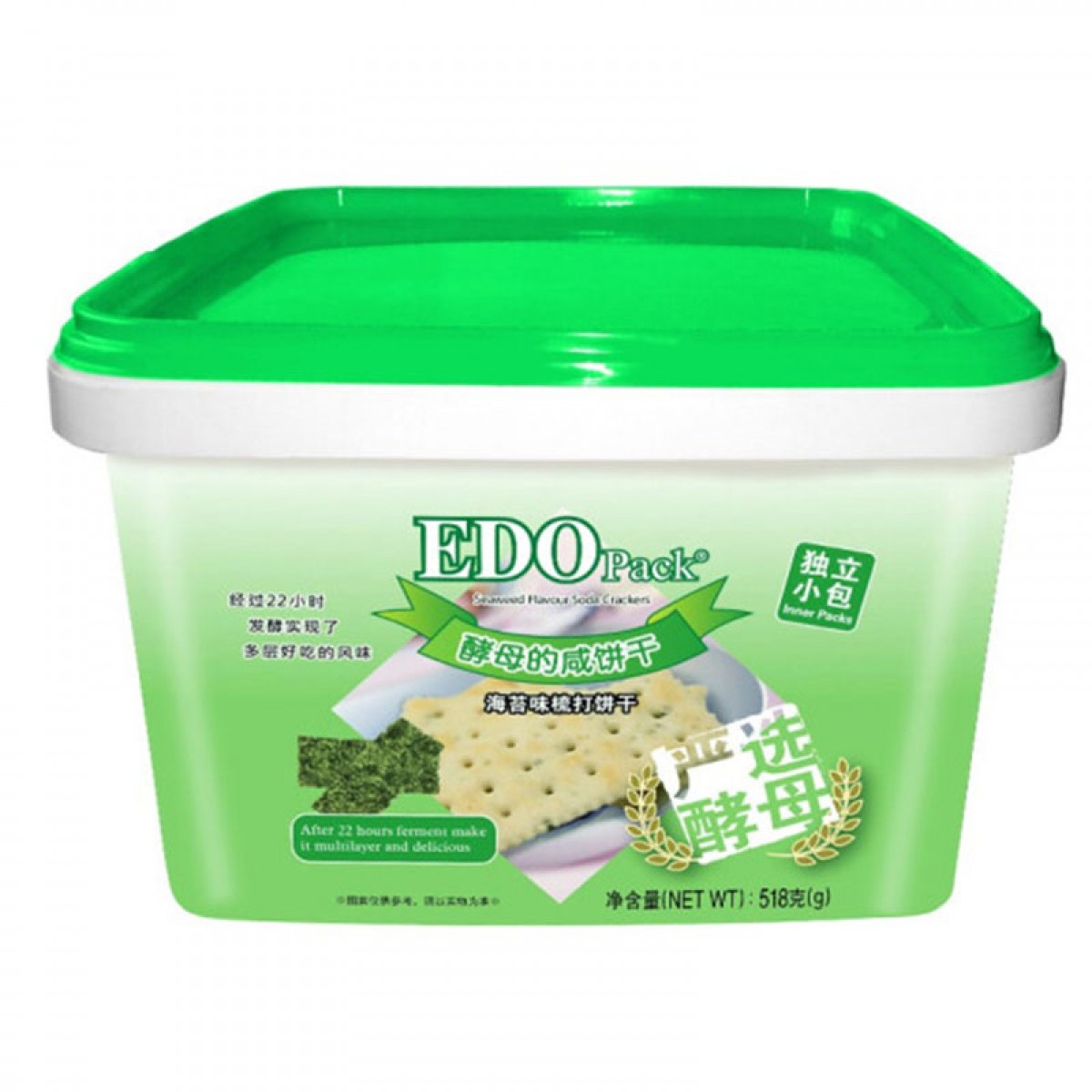 EDO pack 饼干 零食早餐 酵母苏打饼干 海苔味 518g/盒 年货糕点礼盒 5盒起订 单位：盒
