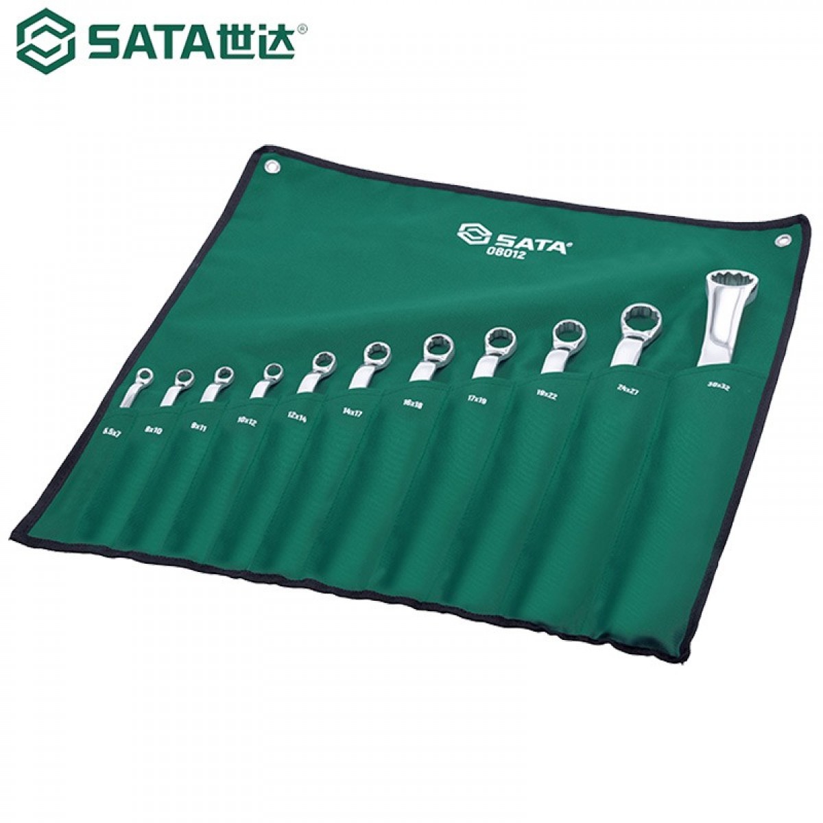 世达（SATA） 11件套全抛光双梅花扳手开口汽修五金工具板子 08012 单位：套