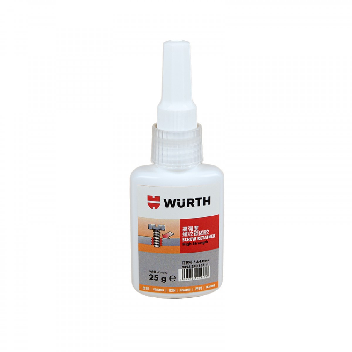 伍尔特（WURTH）0893270125 高强度螺纹锁固胶-25G