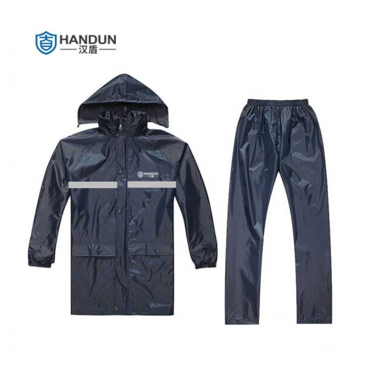 汉盾 HD-RAC003 带反光条双层分体雨衣(带网格内衬、可拆卸大帽檐) 黑色 M码-XXXXL码