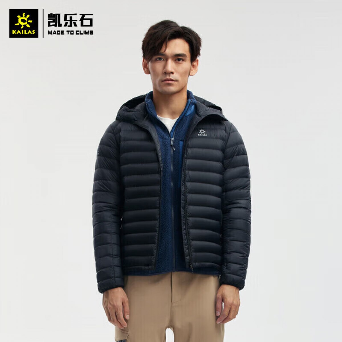 凯乐石（KAILAS）轻薄羽绒服 男款冬季防风保暖羽绒衣户外薄款轻便连帽外套 KG2133502 黑色 （S-2XL可选）