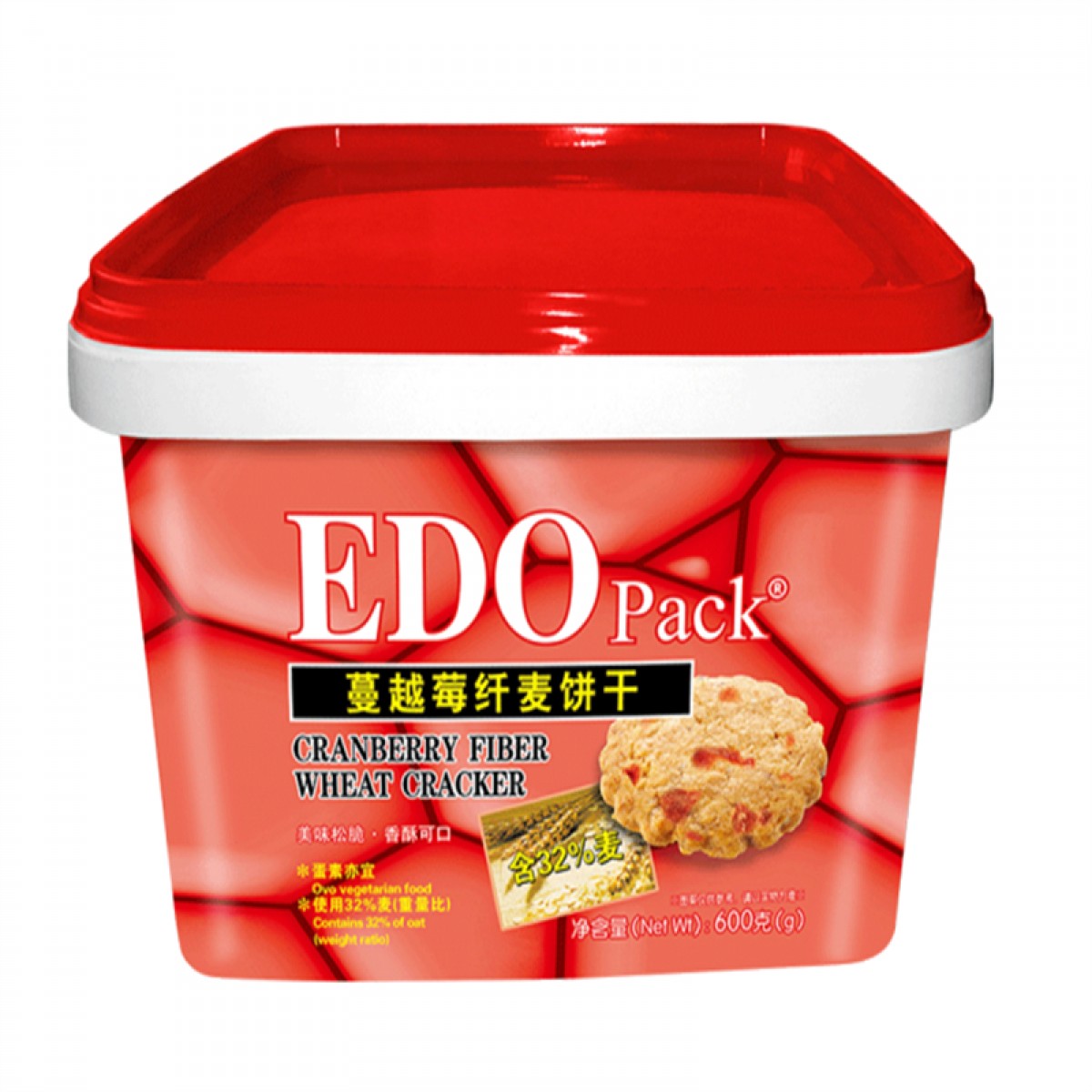 EDO PACK1+3 苏打饼干 早餐夹心饼干 独立包装 下午茶点心 蔓越莓600g 5盒起订 单位：盒