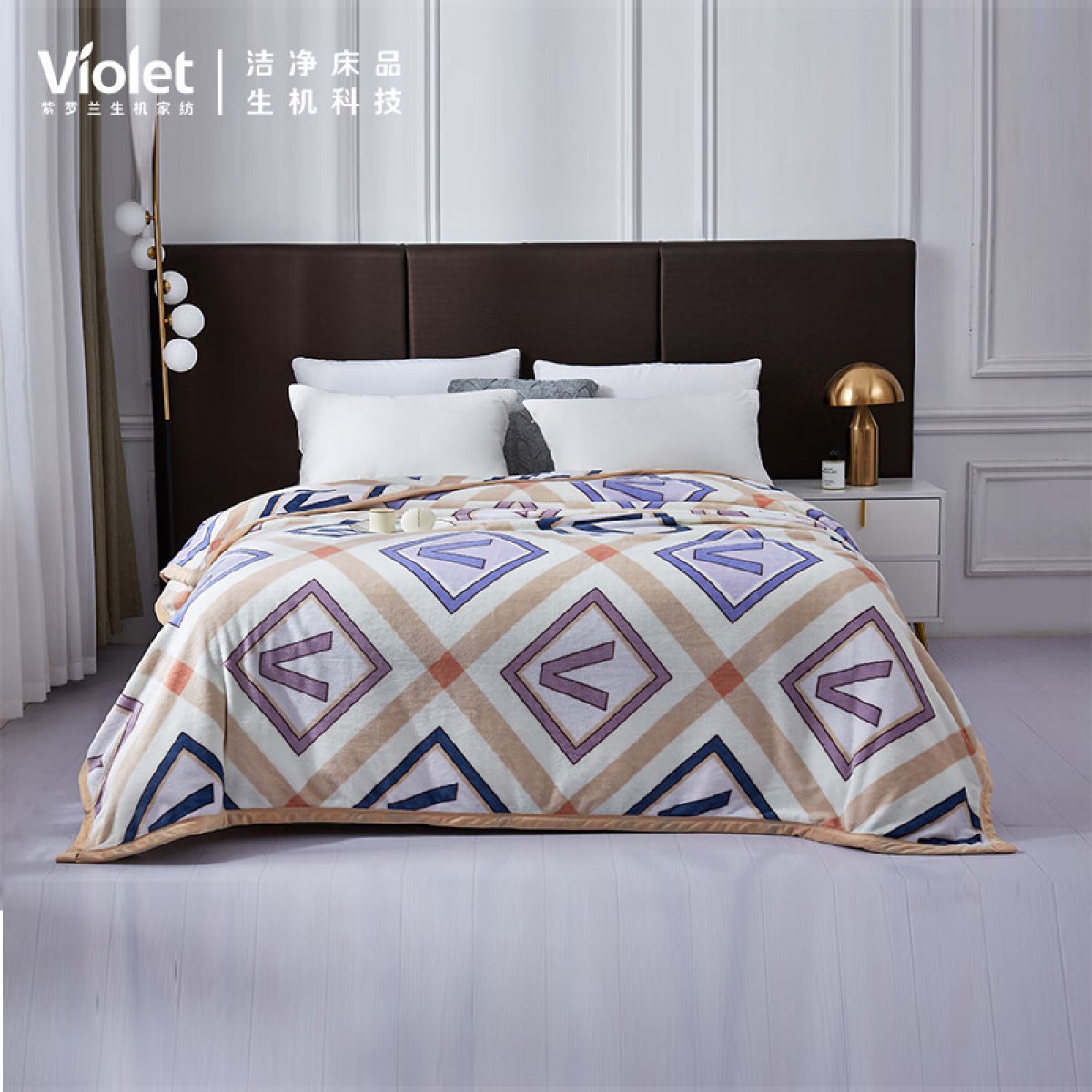 紫罗兰（Violet） 紫罗兰格调法兰绒毯(200/230)VDZLPMT10415毛毯空调午睡 VDZLPMT10414（150*200） 单位：盒