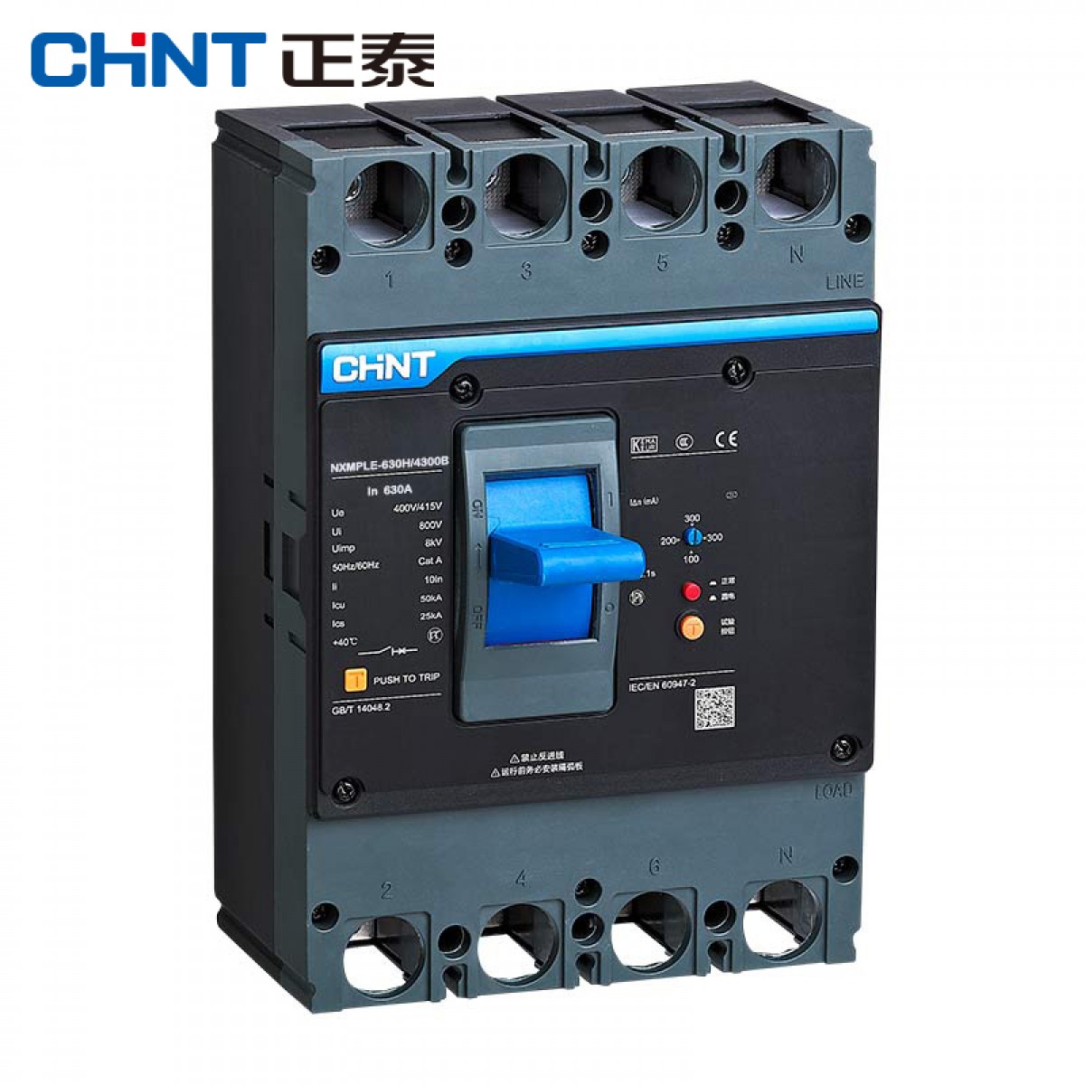 正泰 电器过载短路漏电保护器 NXMPLE-630H/4300B 630A C