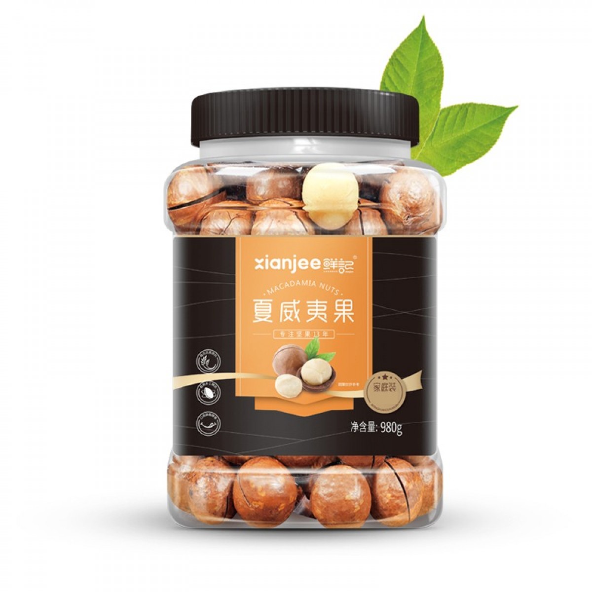 鲜记 夏威夷果980g罐装