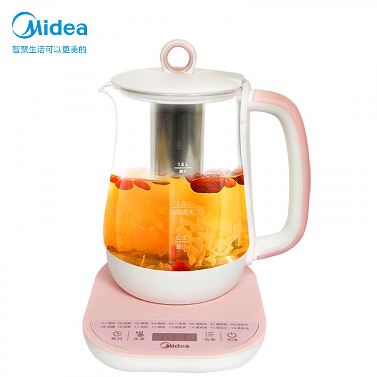 美的 Midea GE1531 多功能电热水壶 1.5L 粉色 计价单位:个