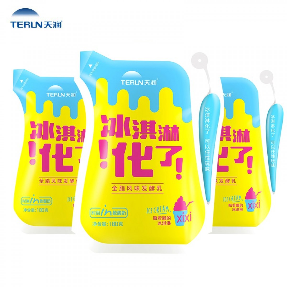 天润（terun）新疆天润浓缩酸奶整箱冰-淇-淋化了风味发酵乳低温 180g*12袋
