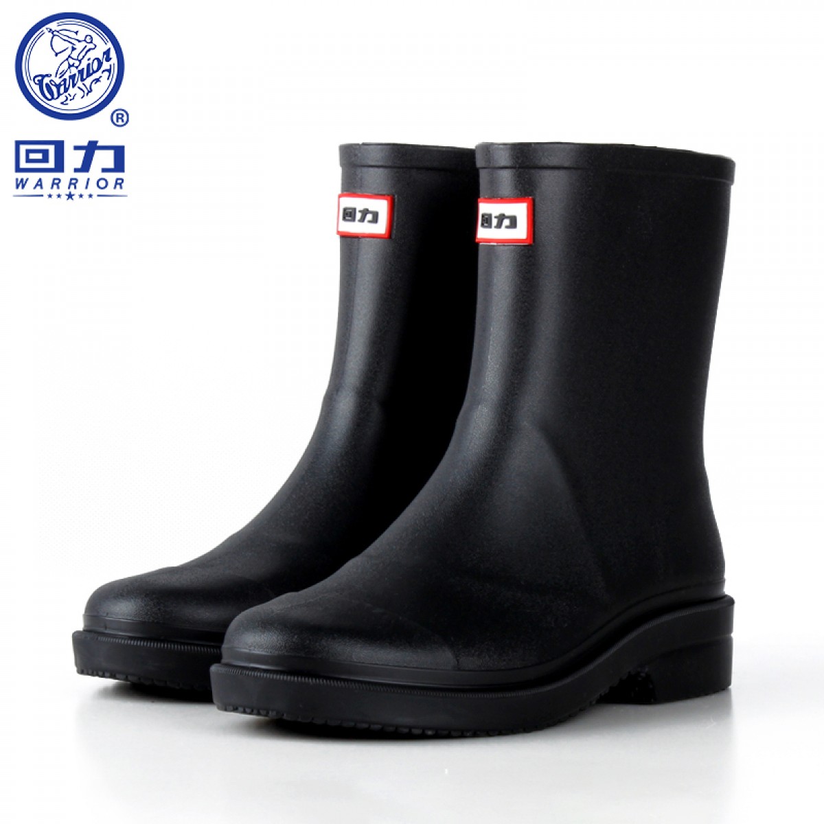 回力雨鞋女式款时尚雨靴户外下雨天防水不易滑水鞋耐磨胶鞋水靴 HXL023 黑色 （36-41码可选）