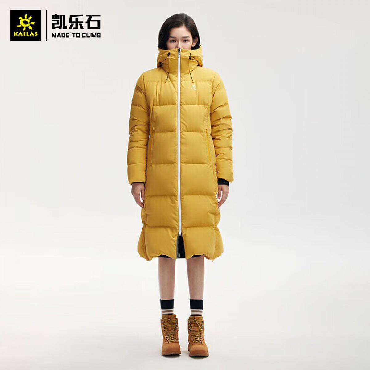 凯乐石（KAILAS）中长款加厚羽绒服 女款纯色冬季700蓬防寒保暖鹅绒外套 KG2133613 丰收金 （S-2XL码可选）单位：件