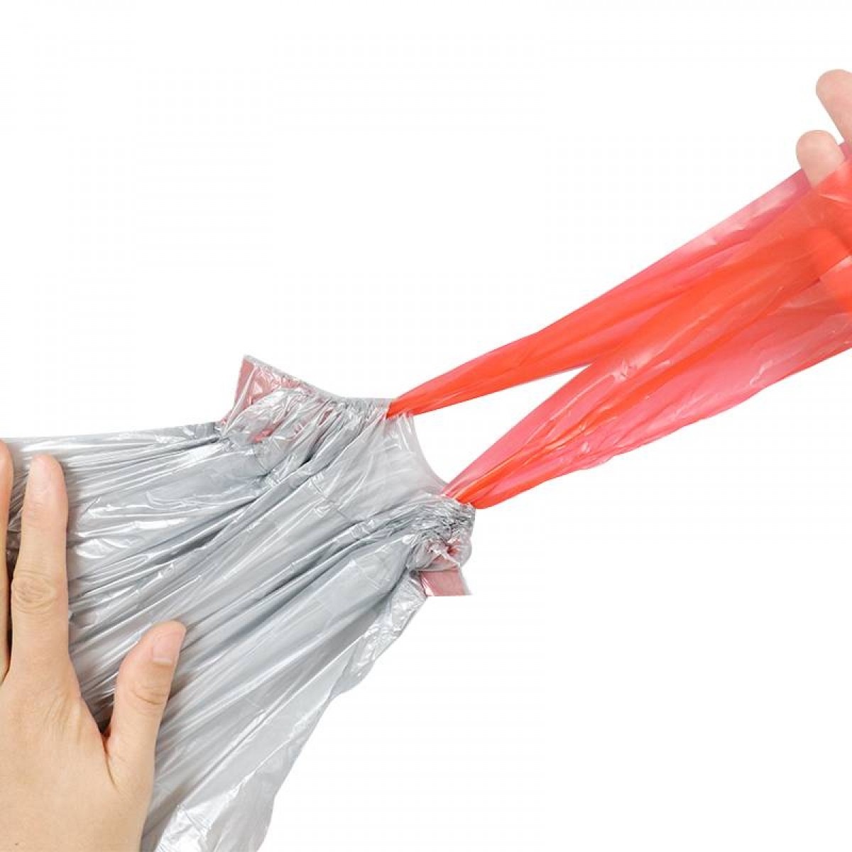 洁成 抽绳自动收口垃圾袋加厚手提式 45cm*50cm*100只大卷装 干湿垃圾分类穿绳垃圾袋
