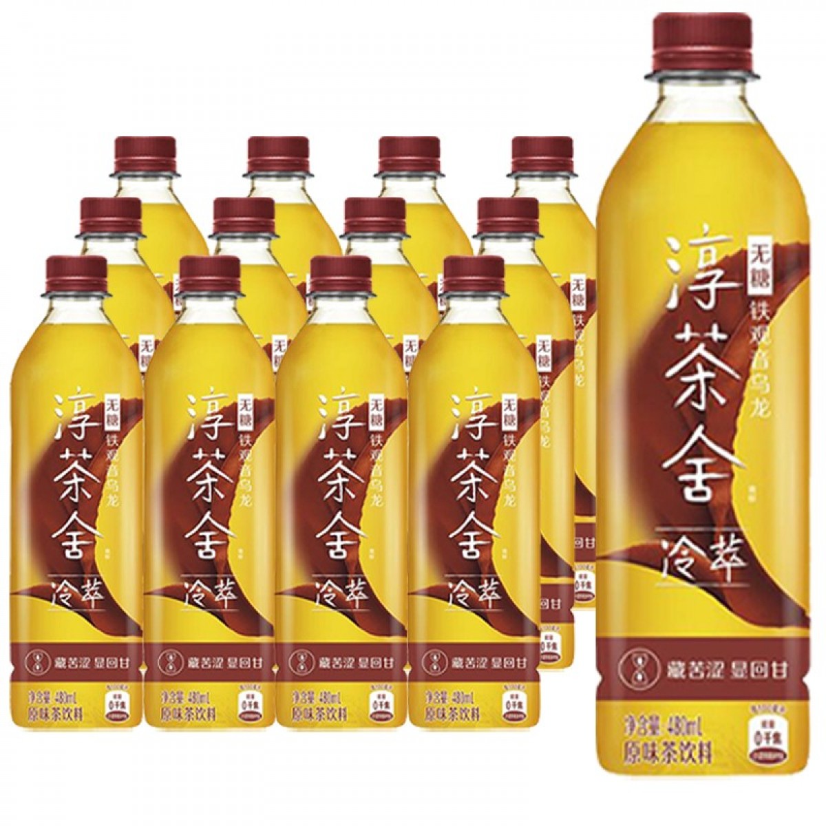 可口可乐 淳茶舍冷萃无糖铁观音乌龙茶 冷萃无糖玉露绿茶 消茶 0糖0脂肪0能量480ml*12瓶 冷萃无糖铁观音乌龙茶480ml*12