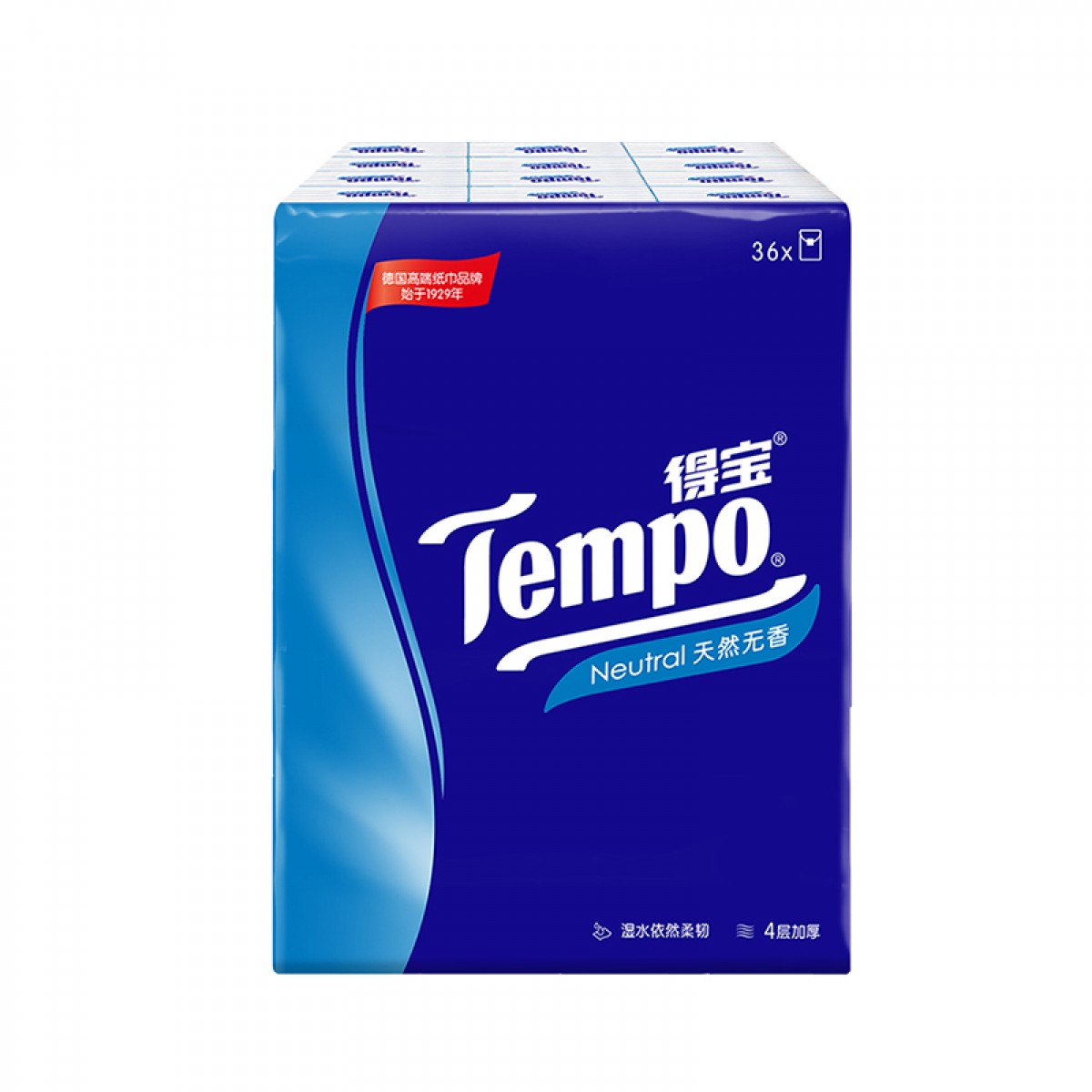 得宝(Tempo) 手帕纸 迷你4层加厚小包纸巾 7张*36包 天然无香 单位：提