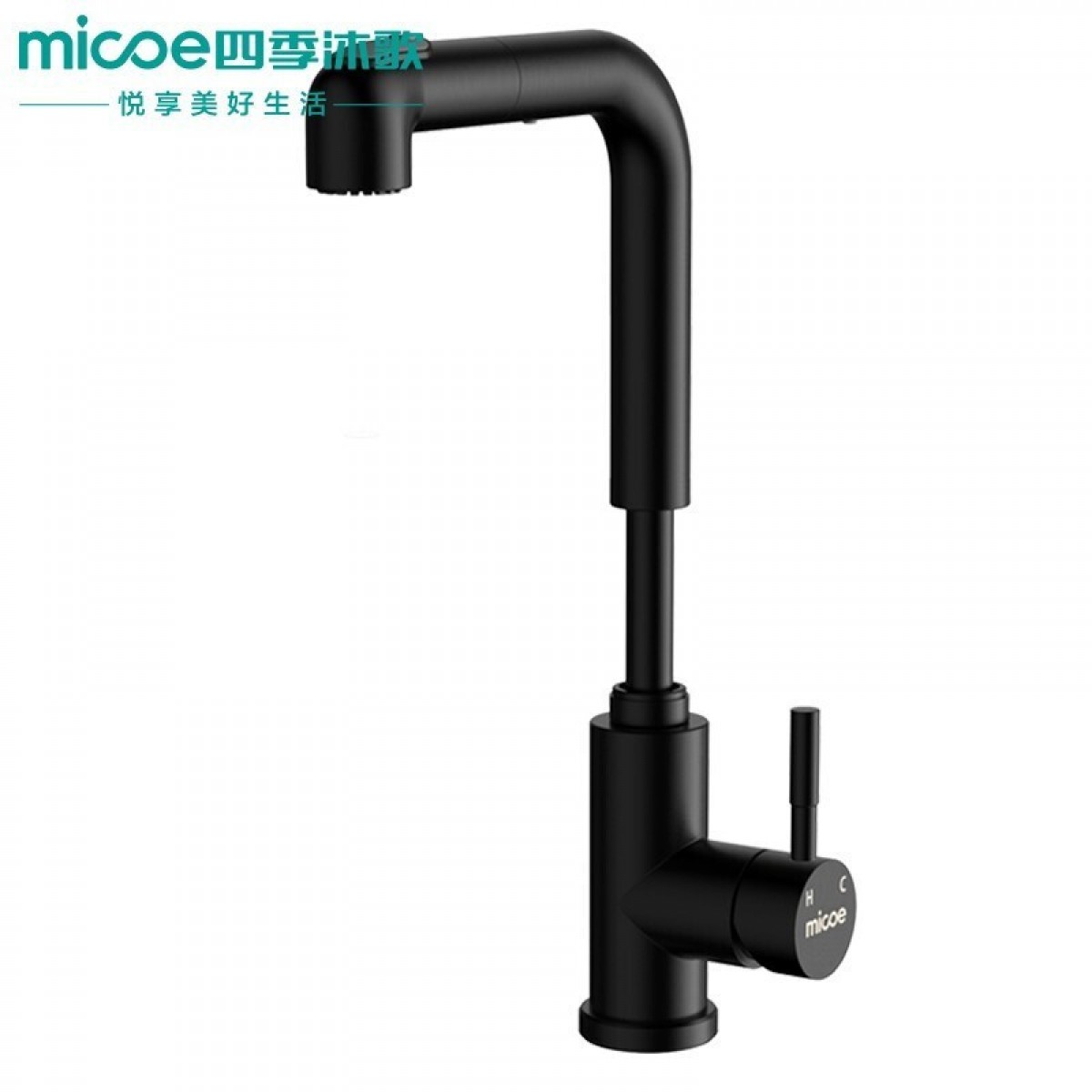 四季沐歌（MICOE) 厨房水龙头 360°旋转抽拉式洗菜盆洗菜池冷热混水阀不锈钢厨房水槽龙头 M-C1005黑 单位：个