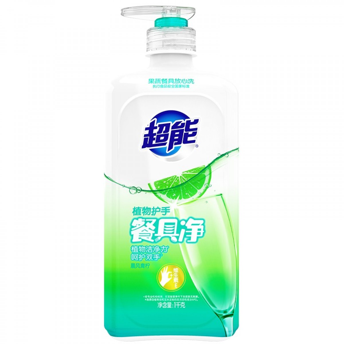 超能 洗洁精 植物护手餐具净 1kg 瓶装 餐具清洗 快速去油污 果蔬通用 单位：瓶 5瓶起订