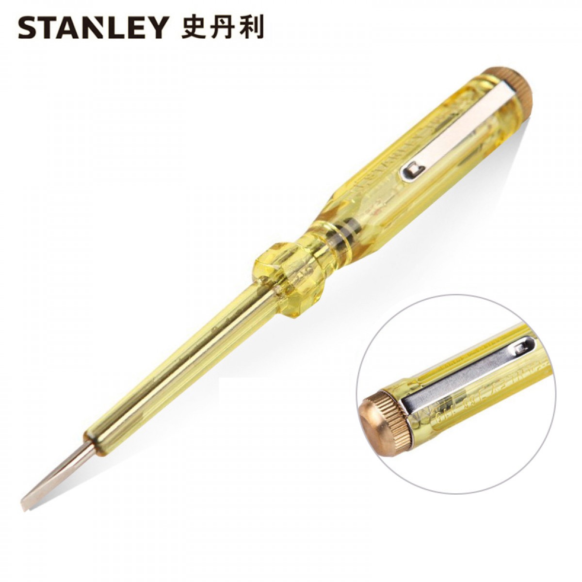 史丹利STANLEY 测电笔测电螺丝批100-500V/145mm 电子电工用试电笔多功能感应家用线路检测 66-119-23可定制