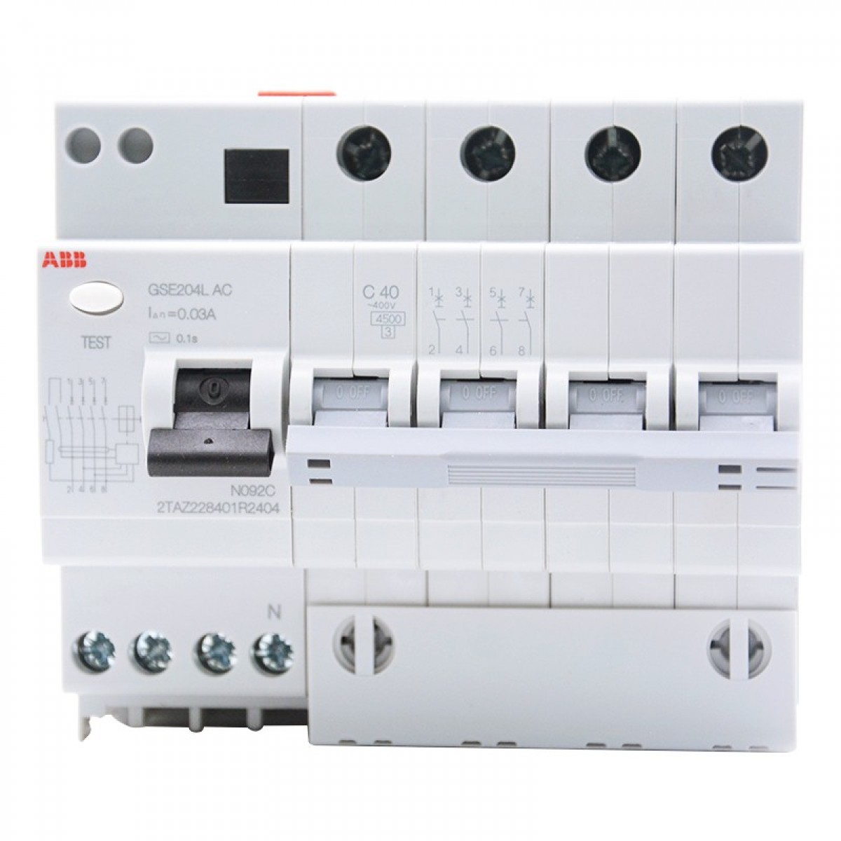 ABB断路器 4P40A漏电保护器微型空气开关带漏保 GSE204L AC-C40 单位：个