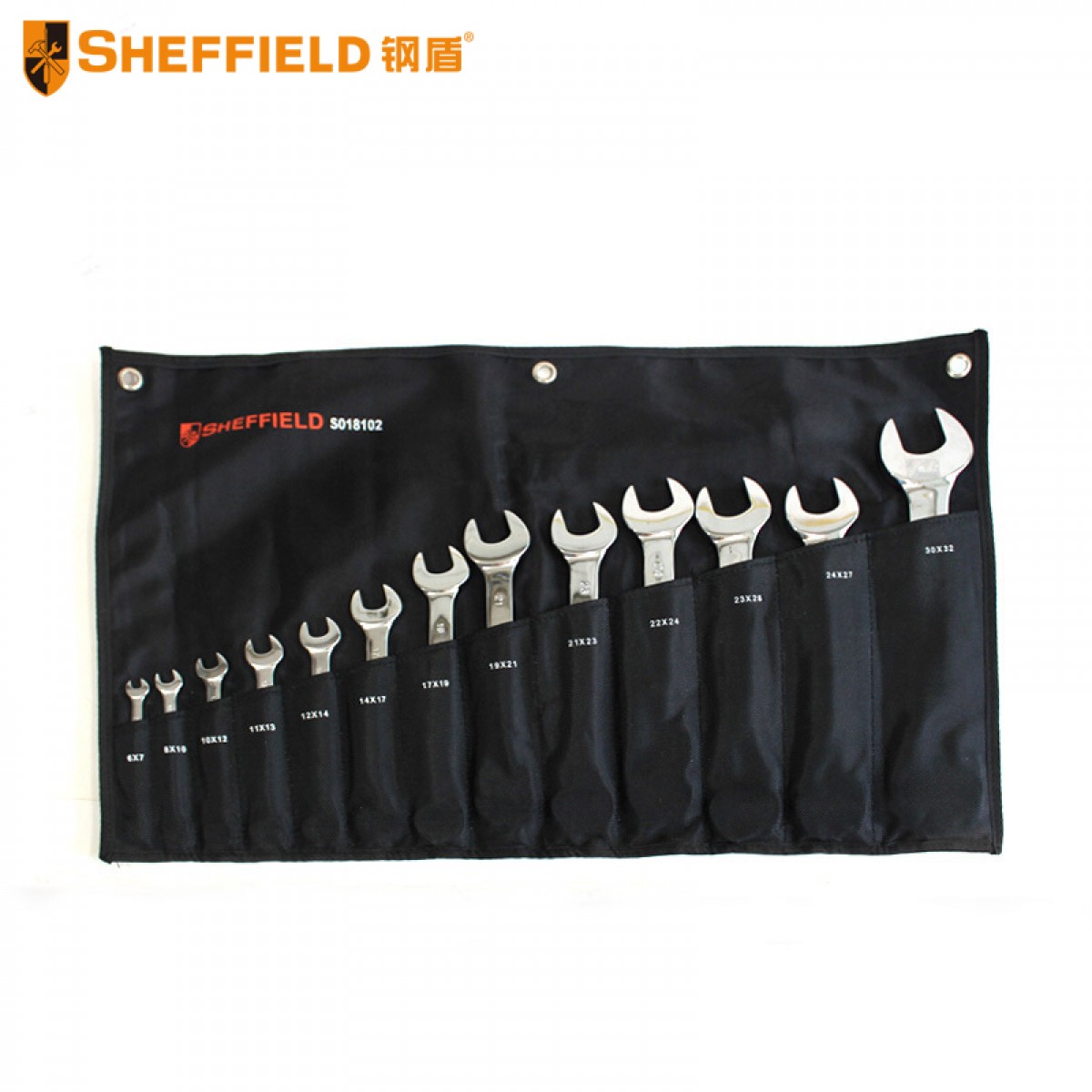 钢盾 SHEFFIELD  S018102 13件套公制精抛光双开口扳手