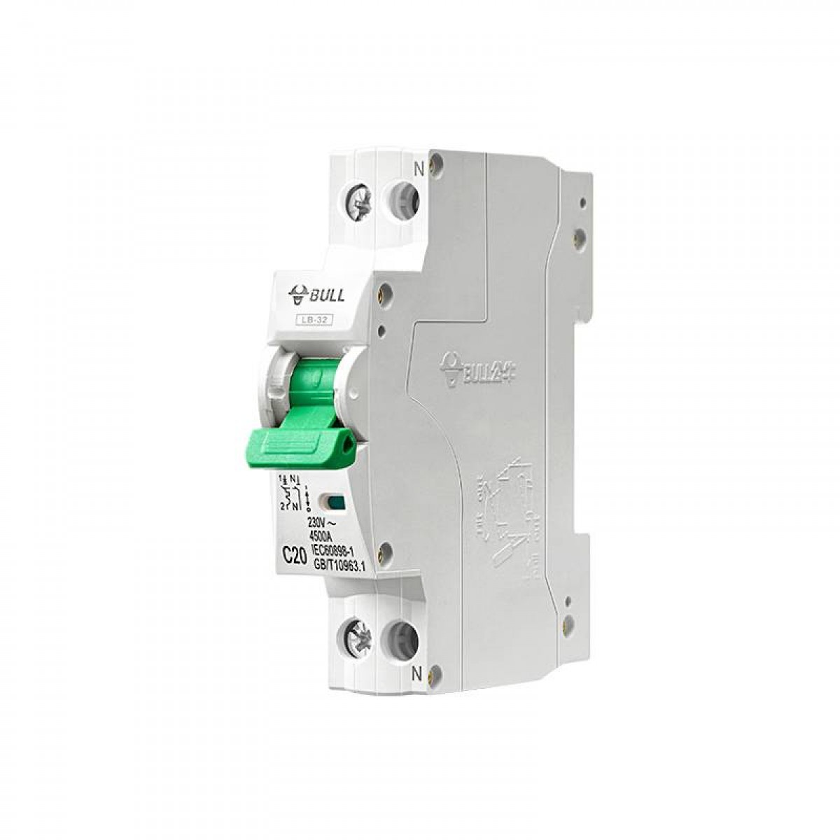 公牛 空气开关 1P+N小型断路器 双进双出20A 家用电源空开 LB-32C20/1P+N/32