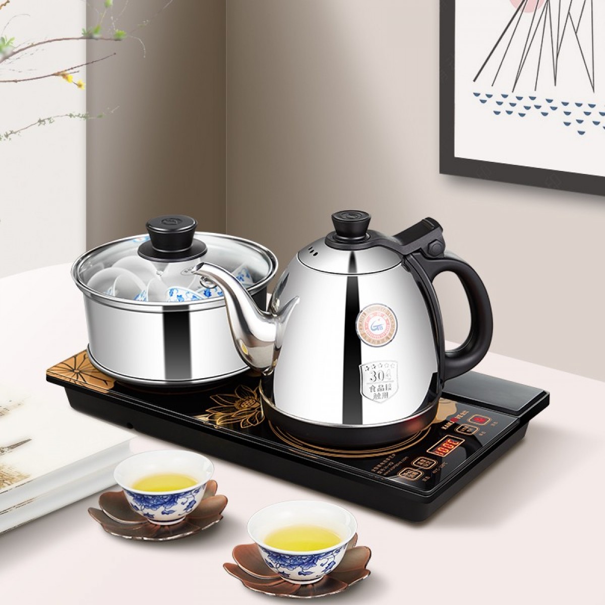 金灶（KAMJOVE）电水壶恒温电茶炉 涌泉式底部自动上水电热水壶 烧水壶 茶具抽水烧水茶具 H-K9【20*37cm台嵌两用】