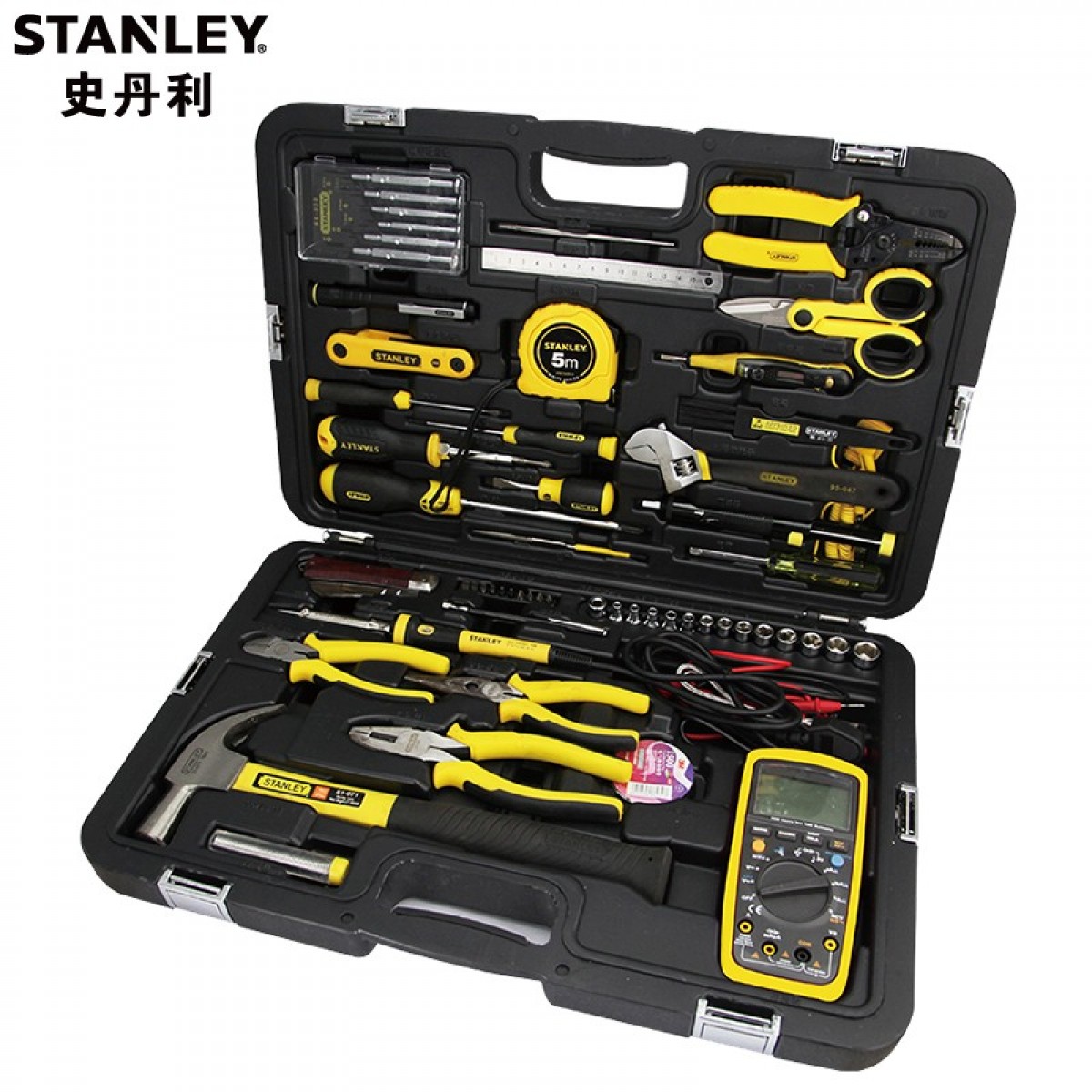 史丹利（Stanley）电讯工具套装 工具箱组套 多功能电子电工维修组合工具 带万用表 61件套 89-885-23C