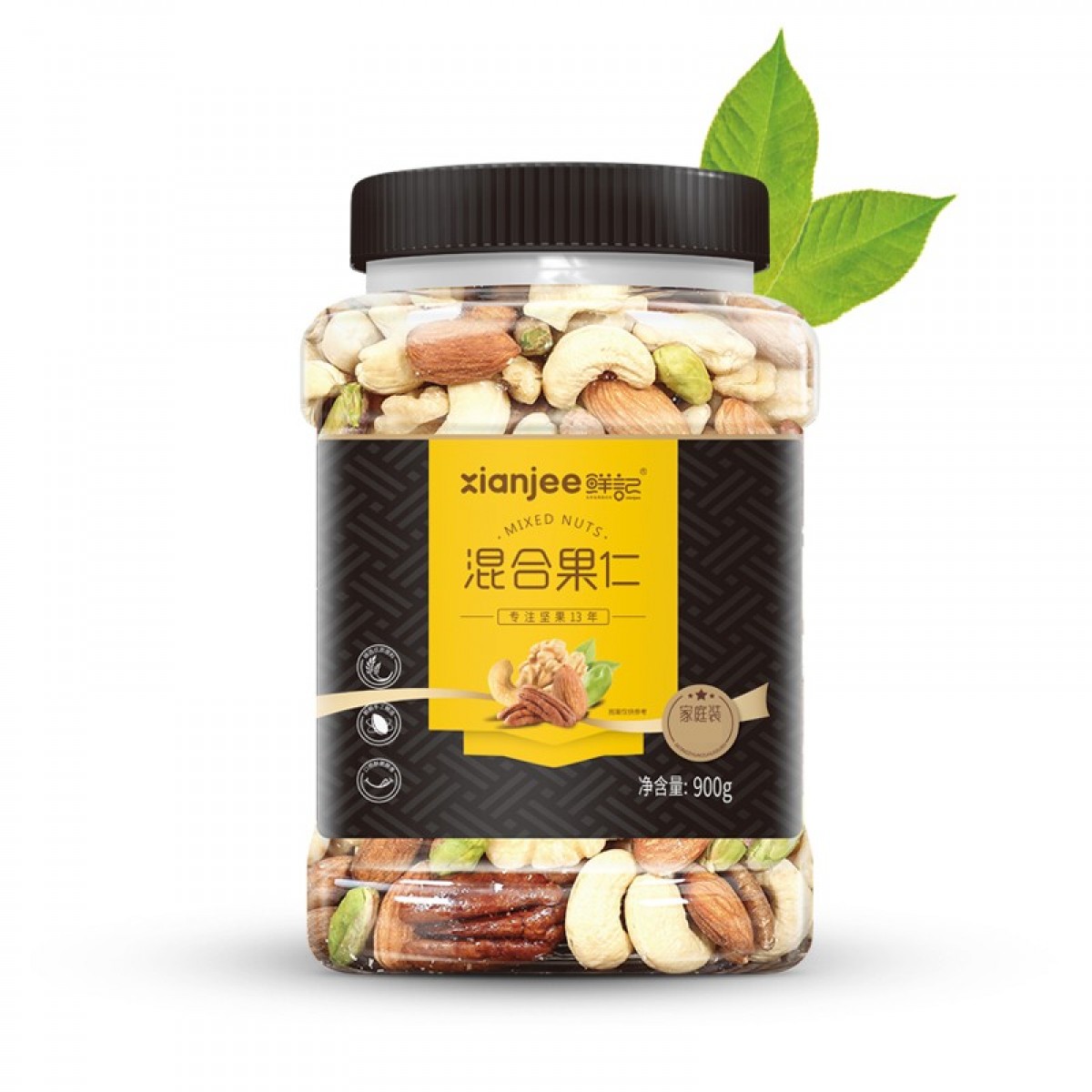 鲜记 混合果仁900g 每日坚果 坚果炒货 单位：罐