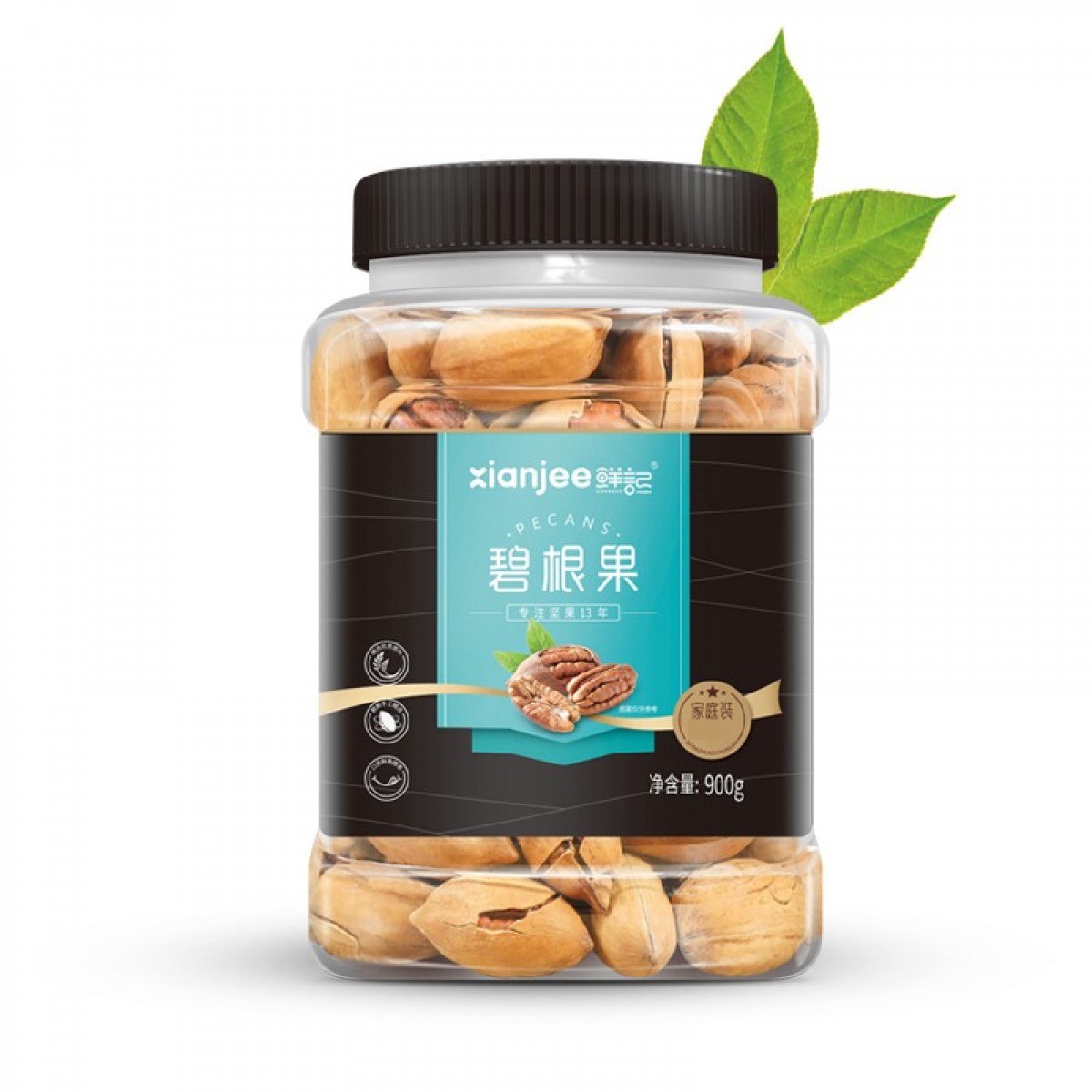 鲜记 碧根果900g罐装 每日坚果 单位：罐